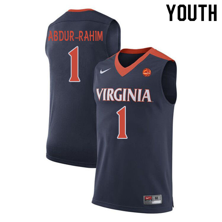 Youth #1 Jabri Abdur-Rahim Virginia Cavaliers College Basketball Jerseys Sale-Navy - Click Image to Close